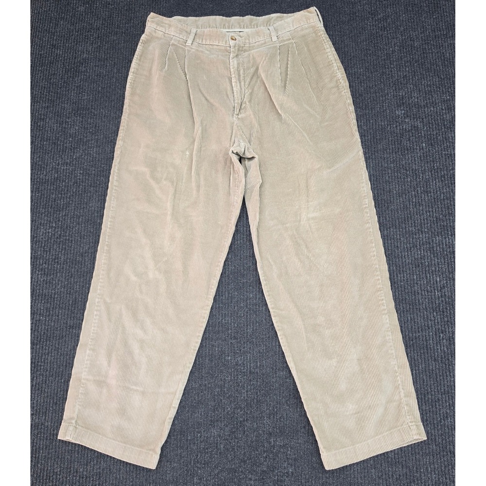 Duck Head Mens Pleated Corduroy Pants Tan Khaki 36x30 Vintage Style Wide Wale